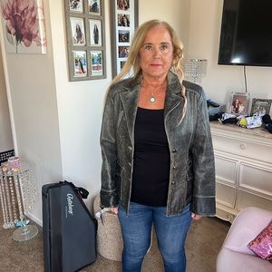 Black leather coat large